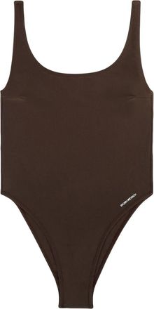 Sporty & Rich Carla logo-print swimsuit - women - Polyamide/Elastane - M - Brown
