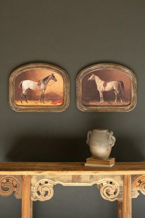 Kalalou Set Of Two Framed Horse Prints Under Glass