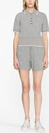Thom Browne Womens Tweed Cotton Shorts - Light Grey - Size EU 38 (Womens)
