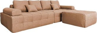 Oviala Sof&aacute; de tela de 4 plazas con otomana terracota l 282 cm