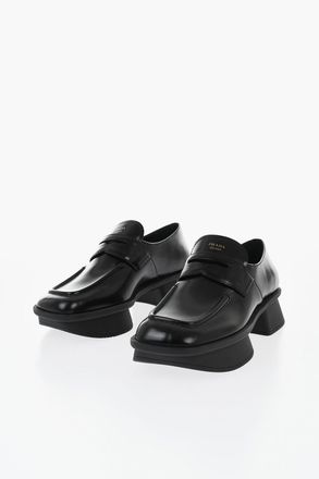Prada Brushed Leather Penny Loafers with Platform Sole Prada