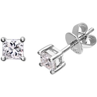 Diamant L'éternel Womens 18ct White Gold 1/2 Carat J/I Certified Princess Cut Diamond Stud Earrings - One Size
