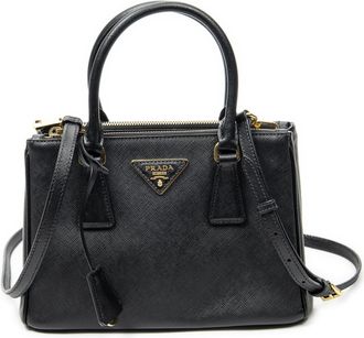 Prada Pre-owned Womens Small Galleria Double Zip Tote Shoulder Bag - Black - One Size