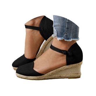 Generic Womens Espadrilles Wedge Sandals Summer Casual Closed Toe Sandal Comfortable Breathable Platform Low Heels Cute Shoes Flatform Heeled Shoes Ankle Stra
