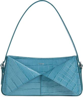 Coperni Croc Embossed Leather Baguette Bag in Blue Blu at Nordstrom