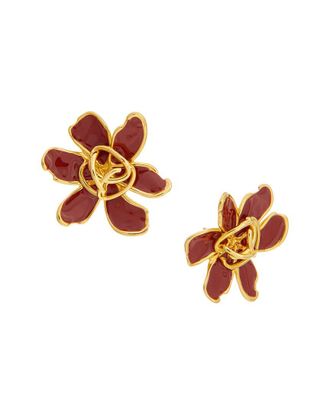 Oscar De La Renta O Enamel Flower Stud Earrings