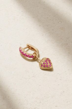 Roxanne First Orecchino Singolo In Oro 14 Carati Con Zaffiri E Rubini Dangly