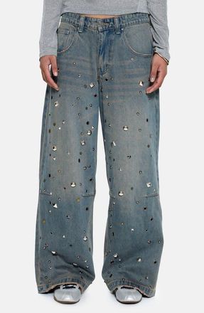 Jaded London Bolted Studded Colossus Jeans in Denim at Nordstrom, Size 32