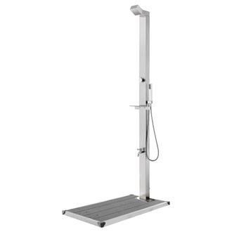 vidaXL Ducha De Jard&iacute;n Con Base Gris 225 Cm Acero Inoxidable Vidaxl