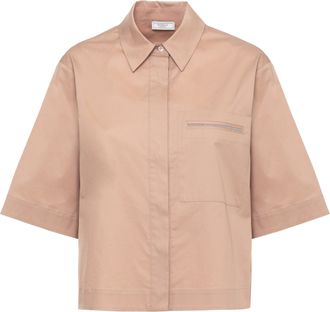 PESERICO Brown Cotton Embellished Shirt