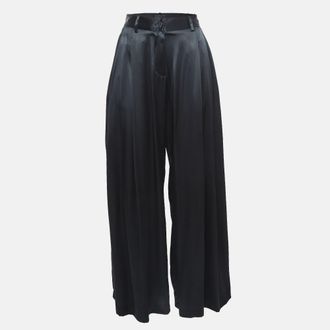 Nili Lotan Nili Lotan Black Satin Wide-Leg Seville Pants
