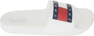 Tommy Jeans Sliders met voorgevormd voetbed met vlaglogo voor heren (Wit)