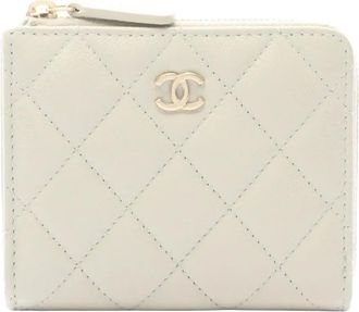 Chanel 2021-2025 CC Quilted Caviar Round Wallet small wallets - Grey
