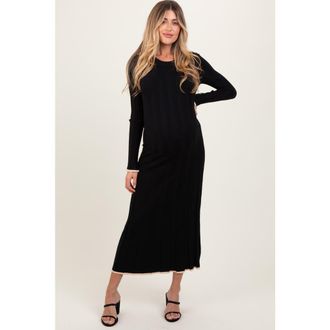Pinkblush Ribbed Knit Maxi Sweater Dress in Black at Nordstrom, Size Small