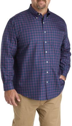 Brooks Brothers Big & Tall Non-Iron Windowpane Sport Shirt in Blue Red at Nordstrom, Size Xx-Large