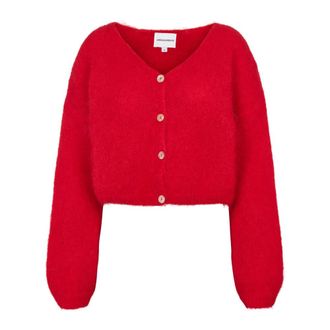 Americandreams Americandreams, Truien & Vesten, Dames, Rood, XL, Wol, Cropped Cardigan in Lipstick Red