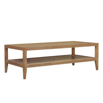 Robin des Bois Mesa de centro de dos niveles estilo contempor&aacute;neo en roble marr&oacute;n