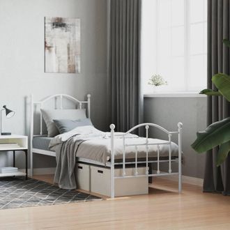 vidaXL Estructura Cama Sin Colch&oacute;n Con Estribo Metal Blanco 75x190 Cm Vidaxl