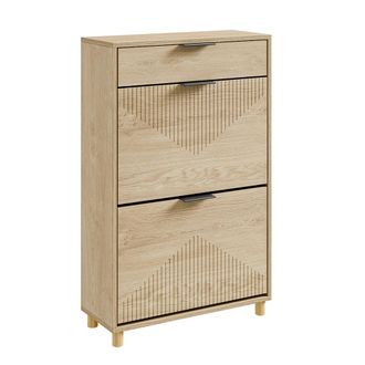 SoBuy Sobuy Armario Zapatero Con Caj&oacute;n Superior Organizador De Zapatos Con Gran Capacidad Mueble De Entrada En Acabado Light Oak 60&times;24&times;95 Cm Fsr212-n