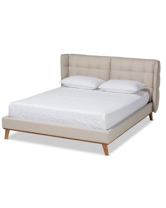 Baxton Studio Dnu Baxton Studio Gretchen Modern & Contemporary Upholstered & Wood Queen Platform Wingback Bed