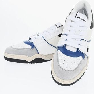 Dsquared2 Leather SPIKER Low Top Sneakers with Embroidered Details size 44