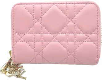 Dior Lady Dior Pink Leather Coin Purse/Coin Case (Pre-Owned)