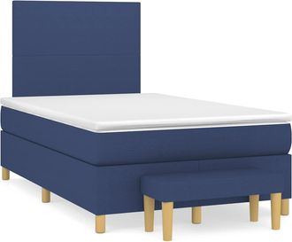 vidaXL Cama Box Spring Con Colch&oacute;n Tela Azul 120x190 Cm Vidaxl