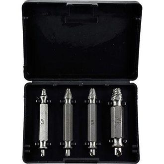 OEM Extractor De Tornillos De Acero De Alta Velocidad, Juego De 4 Piezas Con Doble Cabezal Para Extraer Tornillos Rotos Y Reparar Roscas Da&ntilde;adas, Acabado 