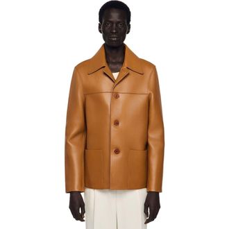 Sandro Buttoned lambskin jacket in Camel at Nordstrom, Size Medium