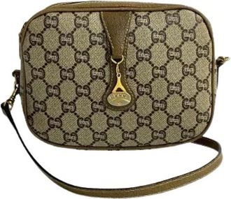 Gucci Pre-owned Leather PVC Mini Shoulder Bag - Dames - Vintage Schoudertas - Bruin - ONE Size - Leer - Vintage