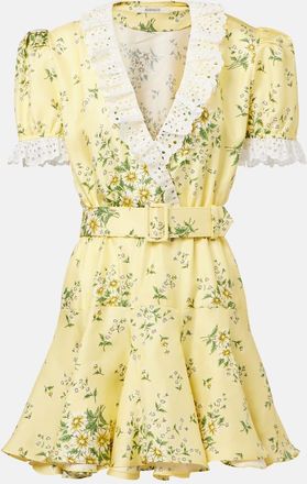 Rodarte Abito corto in raso di seta con pizzo