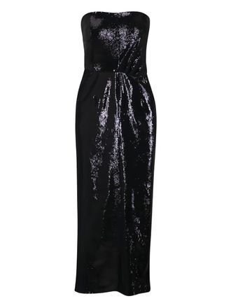 Kiton sequin strapless maxi dress - women - Polyester/Silk - 10 - Black