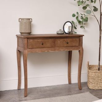 Melody Maison Dark Wood 2 Drawer Dressing Table - Ashwell Range in Dark Brown