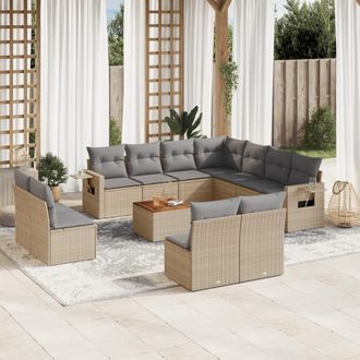 vidaXL Set De Sof&aacute;s De Jard&iacute;n 12 Pzas Y Cojines Rat&aacute;n Sint&eacute;tico Marr&oacute;n Vidaxl