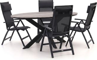 Bellagio la vita attrattiva Bellagio Avenza/Fidenza ovaal 180cm dining tuinset 5-delig verstelbaar