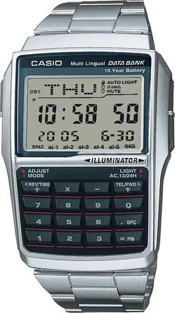 Casio Mens Digital Data Bank Calculator Watch with Silver Dial - DBC-32D-1A