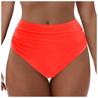 Generic Womens Bikini Bottoms High Waisted Solid Ruched TummyControl Swim Briefs Bottom Swimming Briefs Bathing Suit Shorts Quick Drying Swimwear Swimsuit Bea