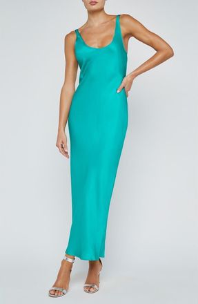 L'agence Akiya Satin Tank Maxi Dress in Bright Jad at Nordstrom, Size Small