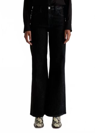 AG - Adriano Goldschmied Saige Mid Rise Wide Leg Flocked Stripe Jean In Dress It Up