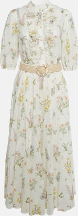 Zimmermann Cream Floral Print Cotton Top And Skirt Set