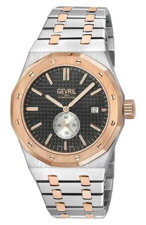 Gevril Group Gotham Two-Tone Bracelet Strap Automatic Watch, 41mm in Silver/Rose Gold at Nordstrom Rack