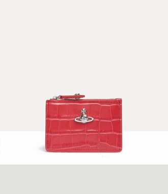Vivienne Westwood Slim Long Card Holder Emboss Croc Leather Coral One Size Women