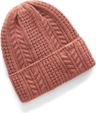 Under Armour Halftime Cable Knit Beanie in Sequoia /Sequoia /Cinna Red at Nordstrom