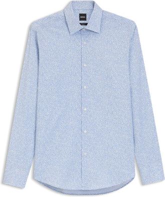 BOSS Regular-fit shirt in printed stretch cotton