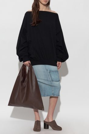 Maison Margiela Denim Skirt With Slit, Womens, Blue