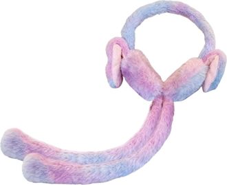 Generic Bunny Ear Earmuffs - Rainbow Plush Winter Warmer | Windproof Fuzzy Ear Cover, Women Girl Cold Weather Accessory, Skiing Running Outdoor Festival Stadi