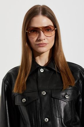 Linda Farrow Taya Sunglasses, Unisex, Gold