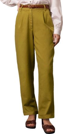 Celtic & Co. Tapered Pleat Front Pant in Green Ochre at Nordstrom, Size 10