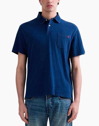 Replay Mens Replay Indigo denim blue premium polo shirt INDIGO - Navy - Size: 44