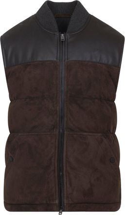 Brioni Dark Brown Puffer Leather Gilet-Uomo